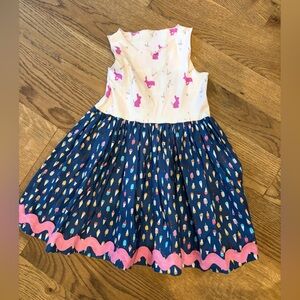 Matilda Jane Platinum Ribbon fit flare pleated Dress Size 6 bunny ice cream